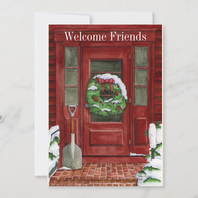 Convite de festas de Porta de Feriado (Frente)