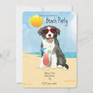 Convite de festas de praia Collie, na fronteira de