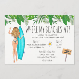 Convite de festas de Praia da Bachelorette Waterco