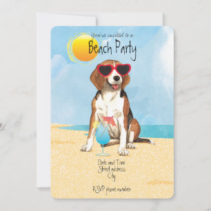 Convite de festas de praia de Summer Beagle