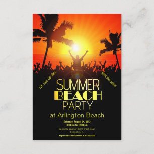 convite de festas de praia de verão por pôr do sol