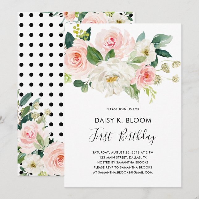 Convite de festas de primeiro aniversario da Baby  (Frente/Verso)