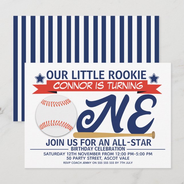 Convite de festas de primeiro aniversario de beise (Frente/Verso)