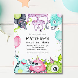 Convite de festas de primeiro aniversario de Monst