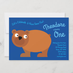Convite de festas de primeiro aniversario de Urso