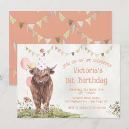 Convite de festas de primeiro aniversario de Vaca