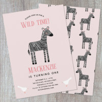 Convite de festas de primeiro aniversario de Zebra
