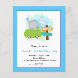 Convite de festas de primeiro aniversario Hippo To