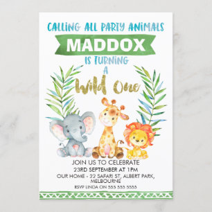 Convite de festas de primeiro aniversario Wild One