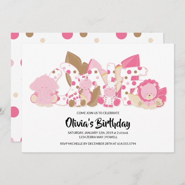 Convite de festas de primeiros aniversarios de Saf (Frente/Verso)