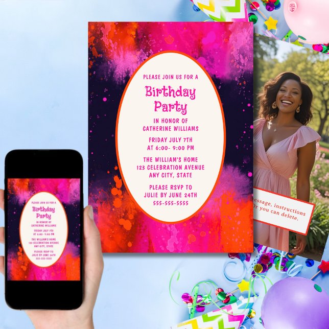 Convite de festas de qualquer idade Psicodélica (Criador carregado)