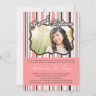 convite de festas de Quinceanera, com uma faixa ro