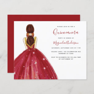 CONVITE DE FESTAS de Quinceanera do BUDGET Red Dre
