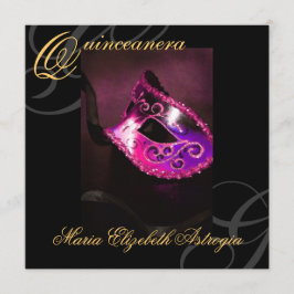 Convite de festas de Quinceanera Rosa Mascarada