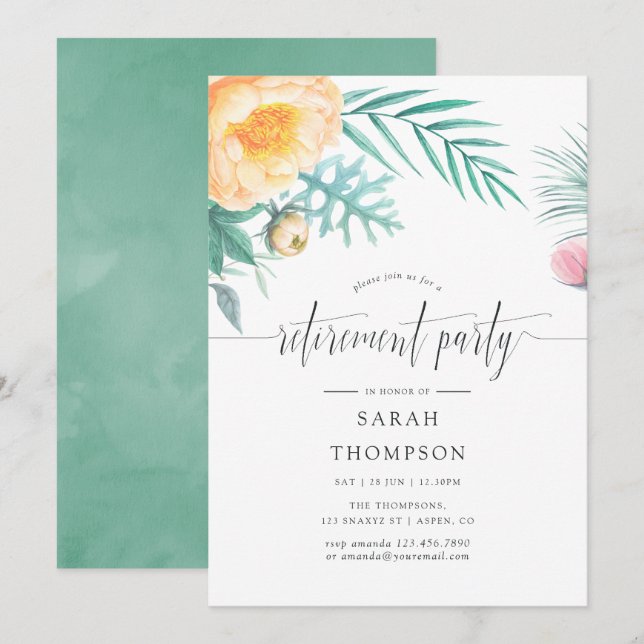 Convite de festas de Reforma Floral de Casa Tropic (Frente/Verso)