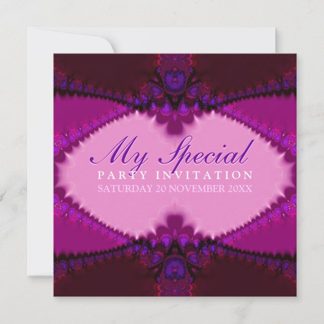 Convite de festas de rendas boêmicas com pinks exó (Frente)