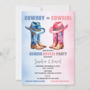 Convite de festas de Revelação de Sexo de Cowboy o