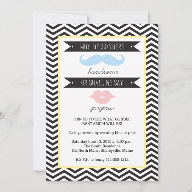 Convite de festas de Revisão de Gênero do Bebê (Frente)