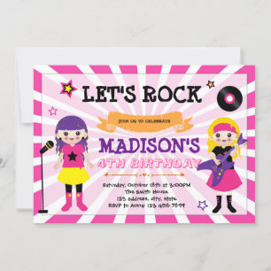 Convite de festas de rock infantil