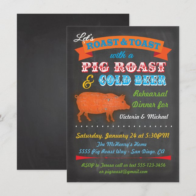Convite de festas de rosca para porcos (Frente/Verso)