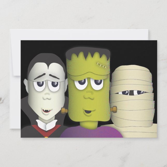 Convite de festas de roupa de Halloween dos Monstr (Frente)