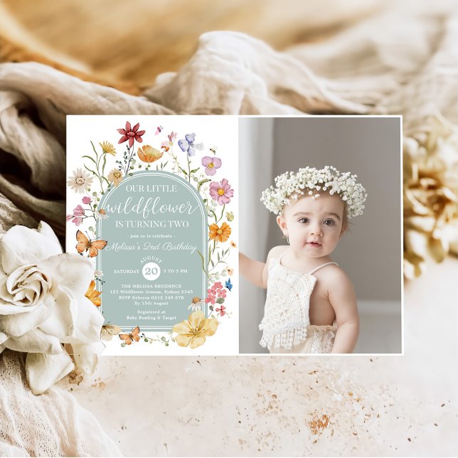 Convite de festas de segundo aniversário de flor s (Criador carregado)