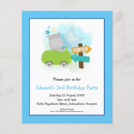 Convite de festas de segundo aniversário Hippo de