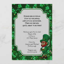 Convite de festas de Shamrocks para o duende