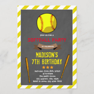 Convite de festas de softball bonito