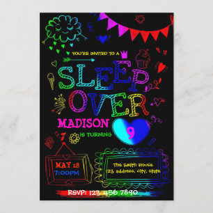 Convite de festas de sondagem Neon Glow