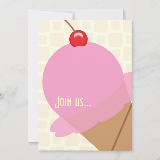 convite de festas de sorvete de pastilha (Frente)