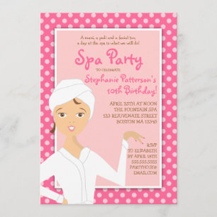 Convite de festas De Spa Birthday  Rosa
