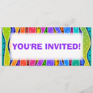 CONVITE DE FESTAS de STRIPES DE RAINBOW personaliz