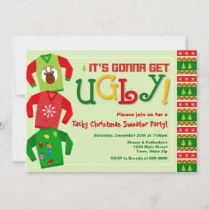 Convite de festas de suéter de Natal