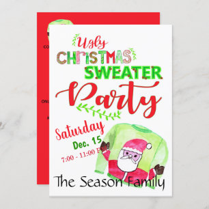 Convite de festas de Suéter de Natal Feio