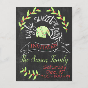 Convite de festas de Suéter de Natal Feio