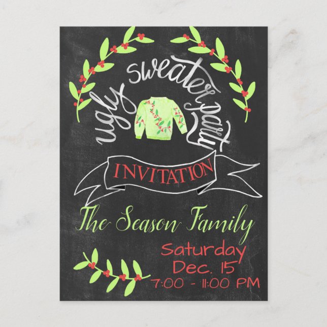 Convite de festas de Suéter de Natal Feio (Frente)