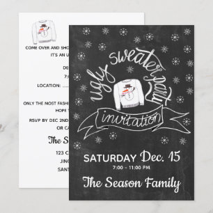 Convite de festas de Suéter de Natal Feio