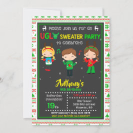 Convite de festas de suéter feio aniversário de Na