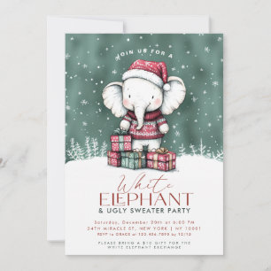 Convite de festas de Suéter Feio de Elefante Branc