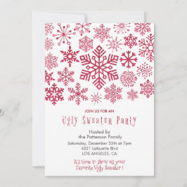 Convite de festas de suéter feio Flocos de neve