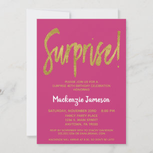 Convite de festas de Surpresa de Script Dourado Ro