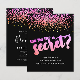 CONVITE DE FESTAS de Surpresas de Glitter Rosa BUD