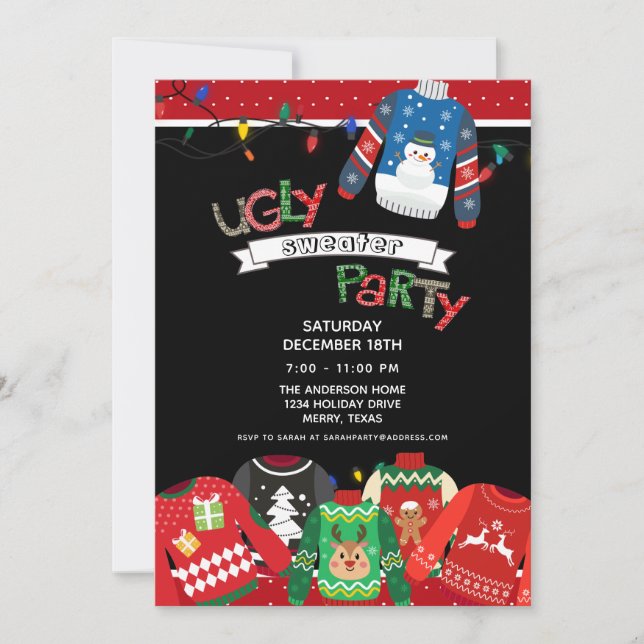 Convite de festas de Sweater Feio (Frente)