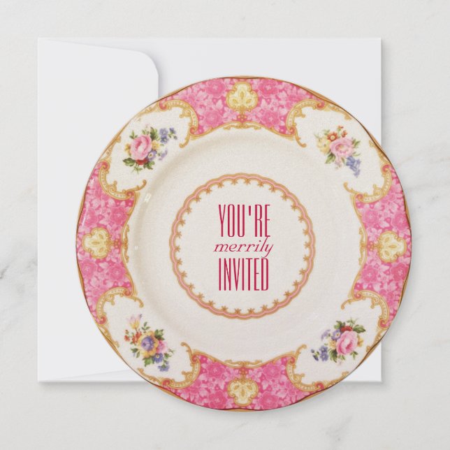 Convite de festas de Tea em inglês, feriado nacion (Frente)