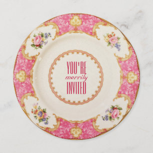 Convite de festas de Tea em inglês, feriado nacion