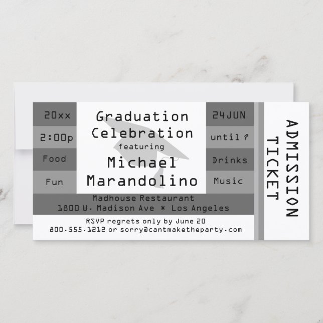 Convite de festas de Tíquete de Admissão Silver Ex (Frente)