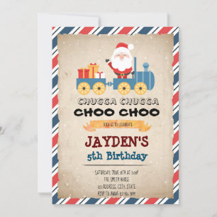 convite de festas de trem de Natal