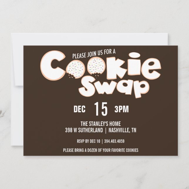 Convite de festas de Troca de Cookie de Natal (Frente)