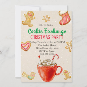 convite de festas de troca de cookies de feriado